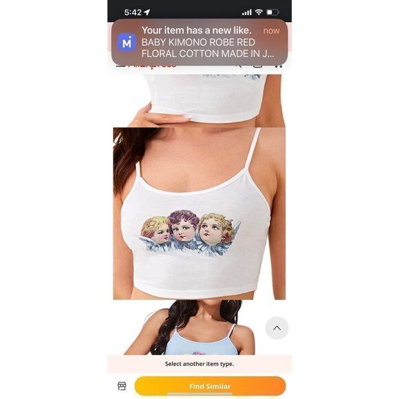 SHEIN THREE CHERUBS CROPPED CAMI TANK TOP ANGEL BRALETTE SIZE XS - Picture 7 of 7